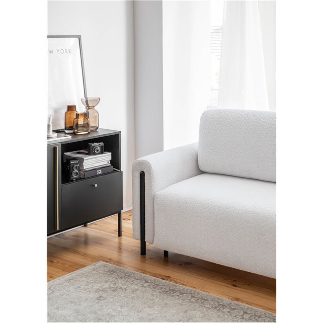 Диван-кровать Elcadova Black, раздвижной, Royal 03, букле, серый, H97x97x244см