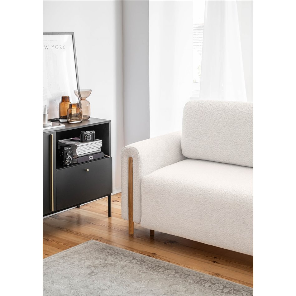 Диван-кровать Elcadova Oak, раздвижной, Royal 01, букле, белый, H97x97x244см