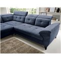 Corner sofa Elinferne L, sleeping function, Relax 40, velvet, dark blue, H107x210x297cm