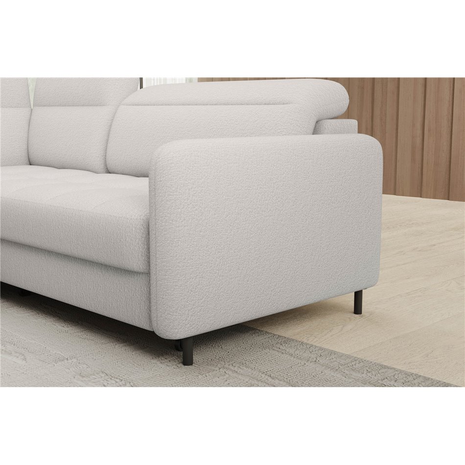Угловой диван Elbare L, раздвижной, Royal 01, букле, белый, H100x160x208см