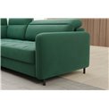 Corner sofa Elbare L, sleeping function, Lukso 35, velvet, dark green, H100x160x208cm