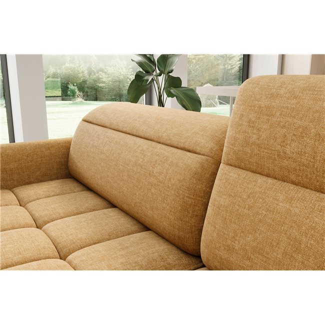 Corner sofa Elbare R, sleeping function, Manhattan 45, velvet, yellow, H100x160x208cm