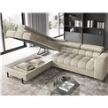 Corner sofa Elferucce L, sleeping function, Aura 18, velvet, beige, H93x200x276cm