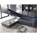 Corner sofa Elferucce L, sleeping function, Aura 40, velvet, dark blue, H93x200x276cm