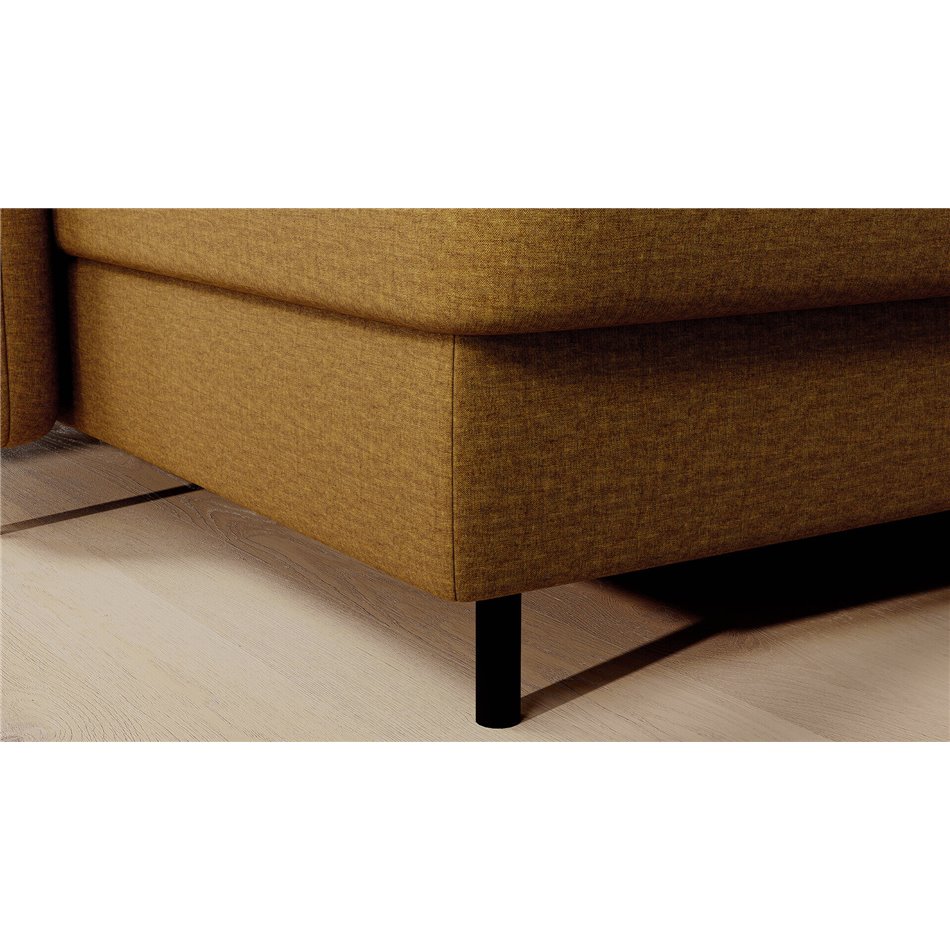 U shape sofa Elberto L, sleeping function, Manhattan 45, velvet, yellow, H100x165x306cm