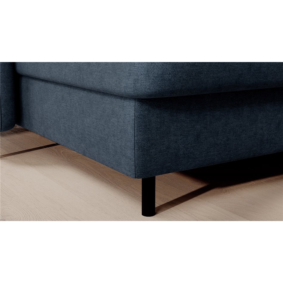 U shape sofa Elberto L, sleeping function, Raquel 40, blue, H100x165x306cm