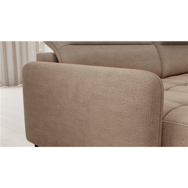 U shape sofa Elberto L, sleeping function, Toscany 20, velvet, brown, H100x165x306cm