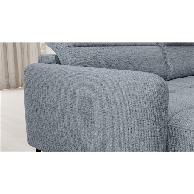 U shape sofa Elberto L, sleeping function, Aubron 100, wavy velvet, blue, H100x165x306cm
