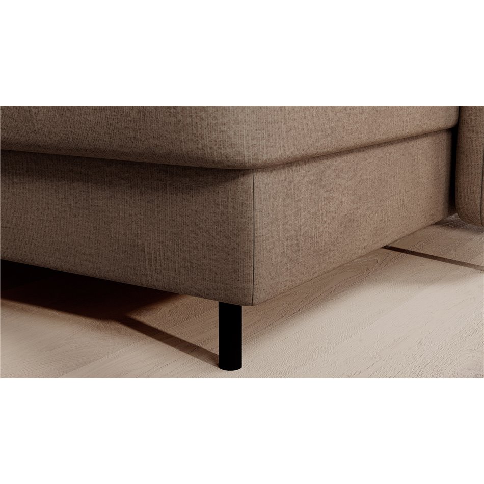 П-образный угловой диван Elberto R, раздвижной, Toscany 20, бархат, коричневый, H100x165x306см