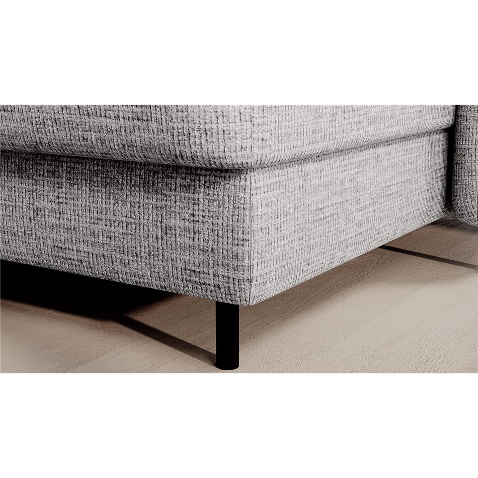 П-образный угловой диван Elberto R, раздвижной, Aubron 03, волнистый бархат, серый, H100x165x306см