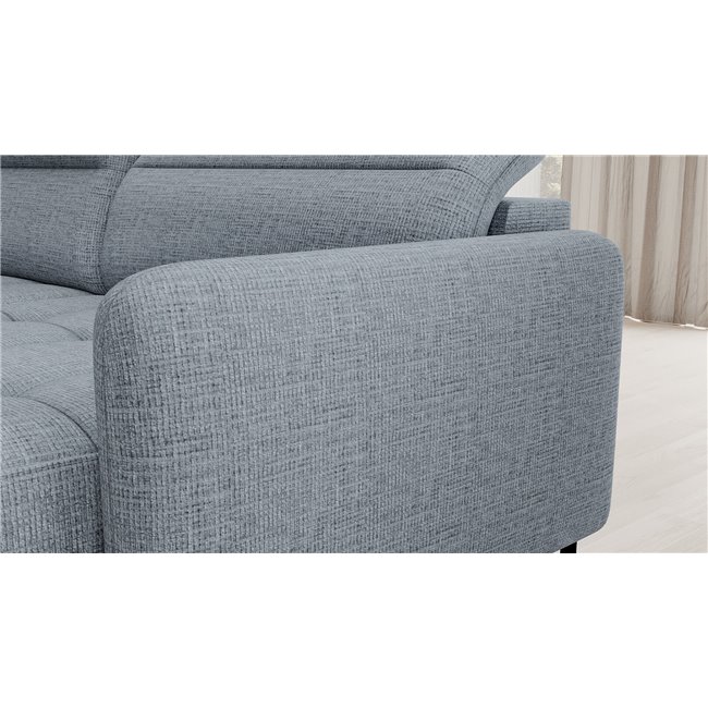U shape sofa Elberto R, sleeping function, Aubron 100, wavy velvet, blue, H100x165x306cm