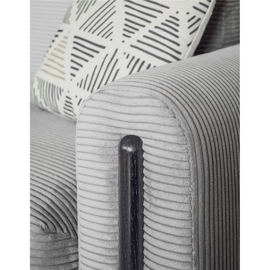 Sofa bed Elcadova Black, sleeping function, Jarell 03, wavy velvet, grey, H97x97x244cm