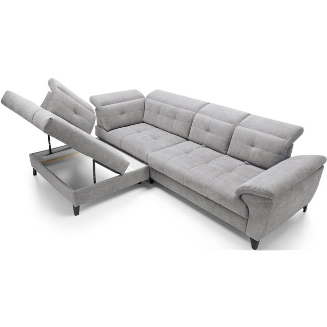 Corner sofa Elinferne L, sleeping function, Raquel 04, grey, H107x210x297cm