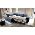 Corner sofa Elinferne L, sleeping function, Relax 40, velvet, dark blue, H107x210x297cm