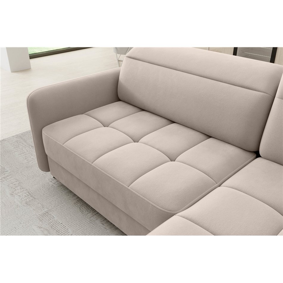 Corner sofa Elbare R, sleeping function, Sola 18, beige, H100x160x208cm
