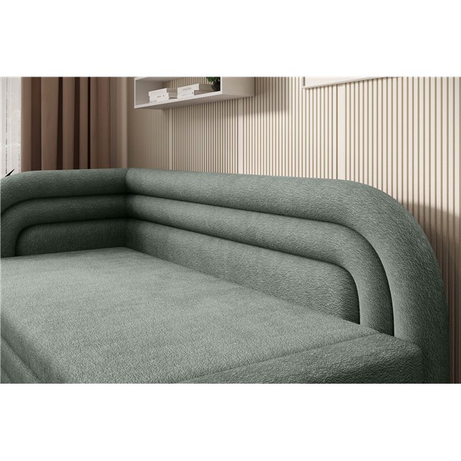 Sofa bed Elfabilo L, sleeping function, Touch 100, textured velvet, green, H80x86x223cm