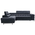 Corner sofa Elferucce L, sleeping function, Aura 40, velvet, dark blue, H93x200x276cm