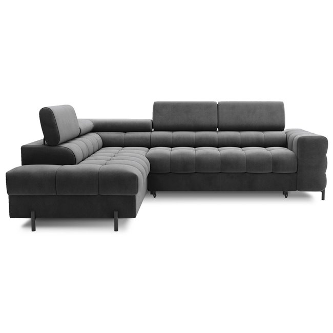 Corner sofa Elferucce L, sleeping function, Paros 06, dark grey, H93x200x276cm