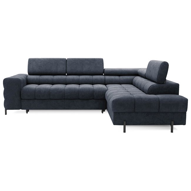 Corner sofa Elferucce R, sleeping function, Aura 40, velvet, dark blue, H93x200x276cm