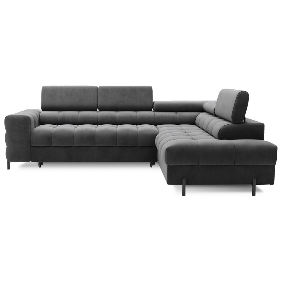 Corner sofa Elferucce R, sleeping function, Paros 06, dark grey, H93x200x276cm