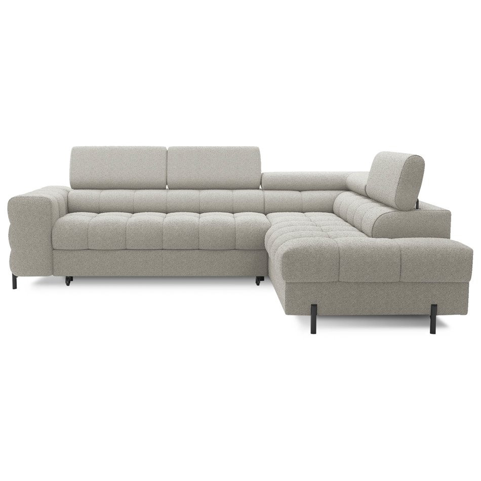 Corner sofa Elferucce R, sleeping function, Royal 20, bouclé, beige, H93x200x276cm