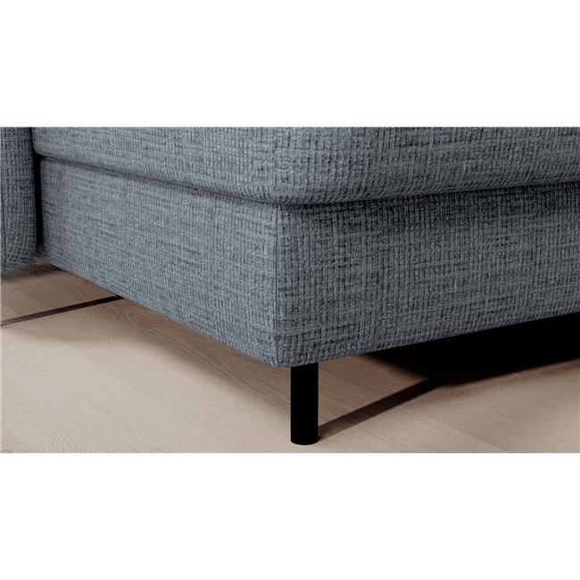U shape sofa Elberto L, sleeping function, Aubron 100, wavy velvet, blue, H100x165x306cm