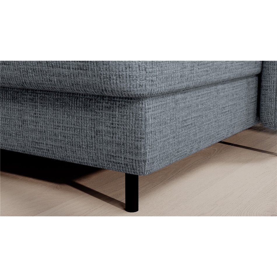 U shape sofa Elberto R, sleeping function, Aubron 100, wavy velvet, blue, H100x165x306cm