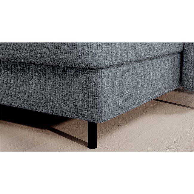 U shape sofa Elberto R, sleeping function, Aubron 100, wavy velvet, blue, H100x165x306cm