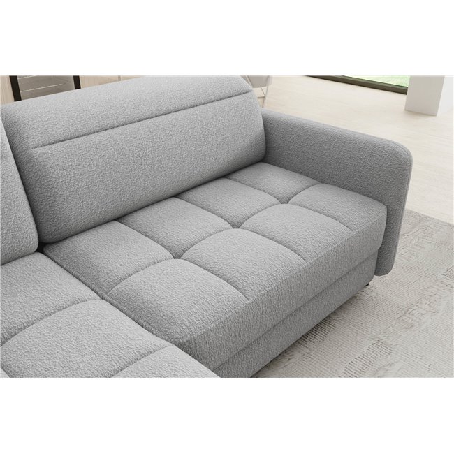 Corner sofa Elbare L, sleeping function, Royal 04, bouclé, grey, H100x160x208cm