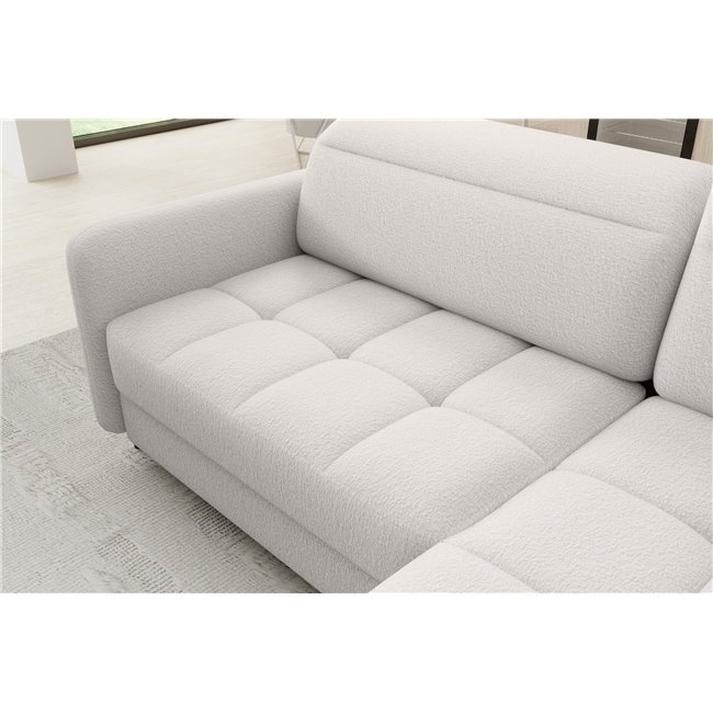 Угловой диван Elbare R, раздвижной, Royal 01, букле, белый, H100x160x208см