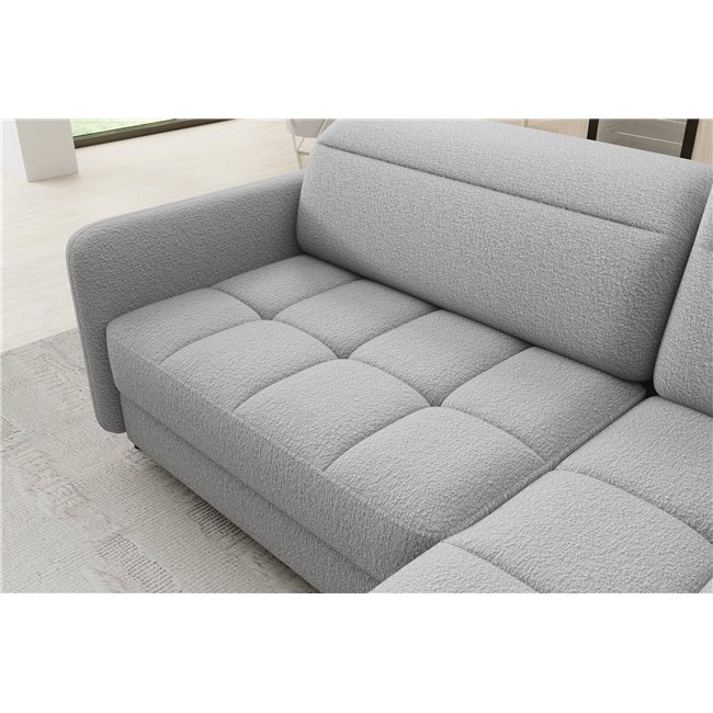 Corner sofa Elbare R, sleeping function, Royal 04, bouclé, grey, H100x160x208cm