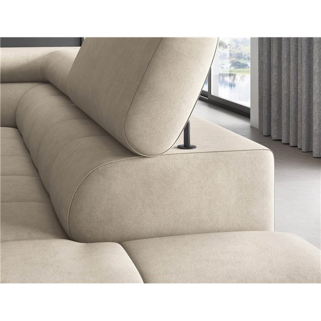 Corner sofa Elferucce R, sleeping function, Aura 18, velvet, beige, H93x200x276cm