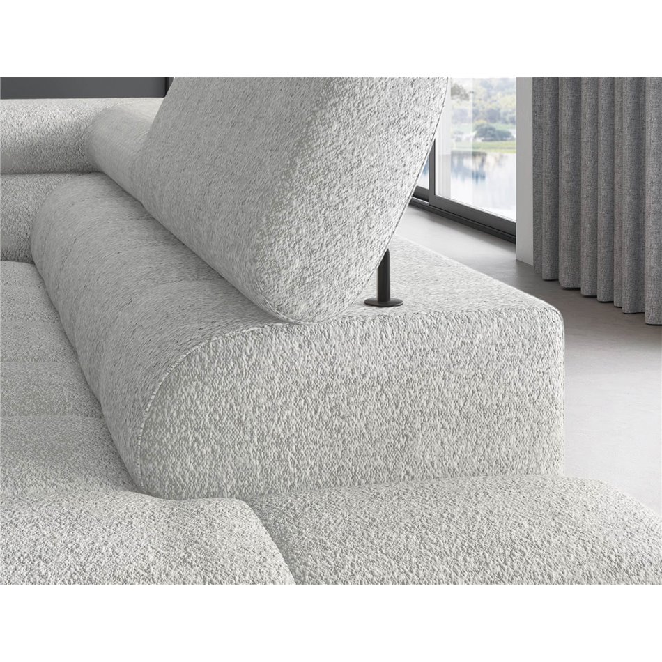 Corner sofa Elferucce R, sleeping function, Royal 03, bouclé, grey, H93x200x276cm