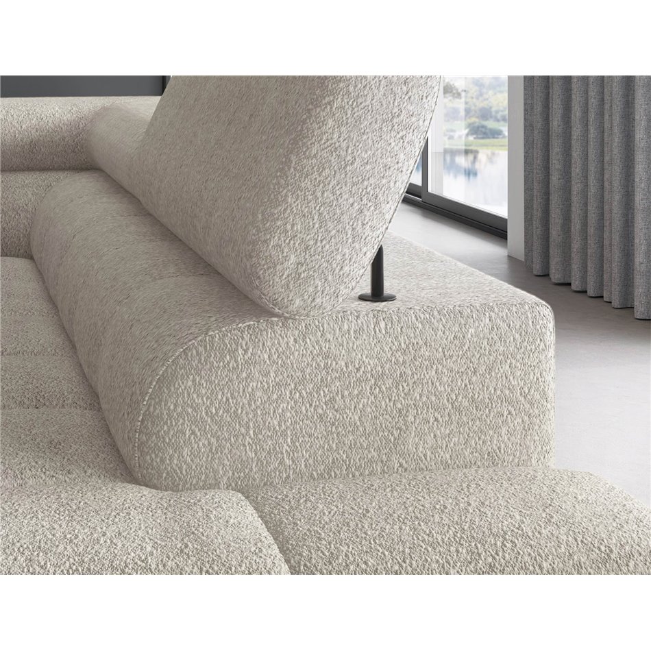 Corner sofa Elferucce R, sleeping function, Royal 18, bouclé, beige, H93x200x276cm