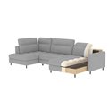U shape sofa Elberto R, sleeping function, Toscany 40, velvet, blue, H100x165x306cm