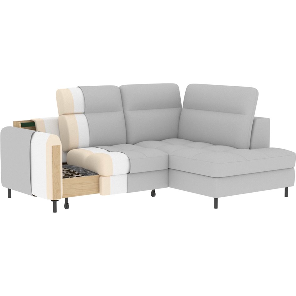 Corner sofa Elbare R, sleeping function, Aspen 05, dark grey, H100x160x208cm