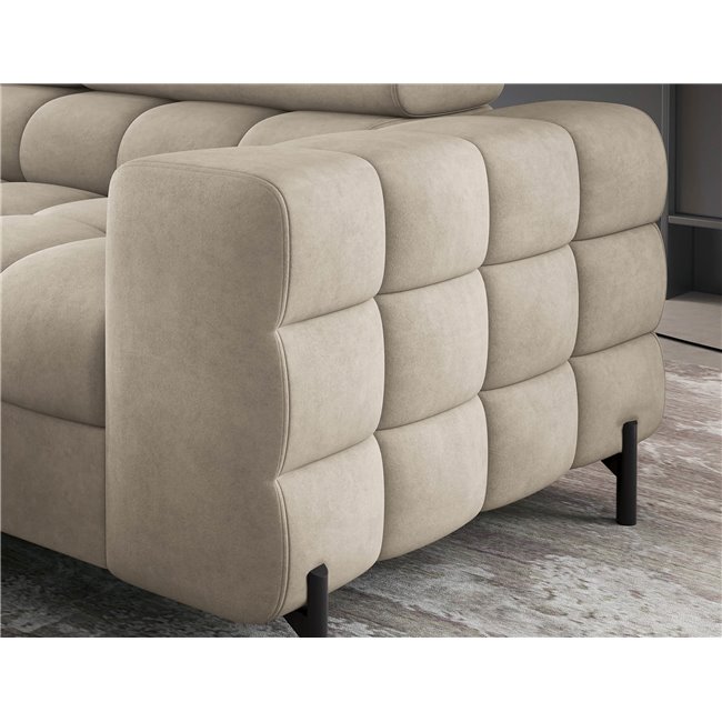 Corner sofa Elferucce L, sleeping function, Aura 18, velvet, beige, H93x200x276cm