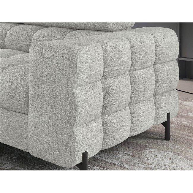 Corner sofa Elferucce L, sleeping function, Royal 03, bouclé, grey, H93x200x276cm