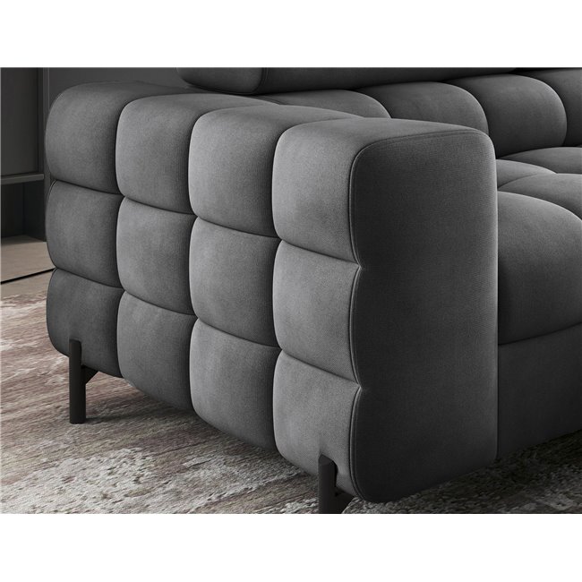 Corner sofa Elferucce R, sleeping function, Paros 06, dark grey, H93x200x276cm