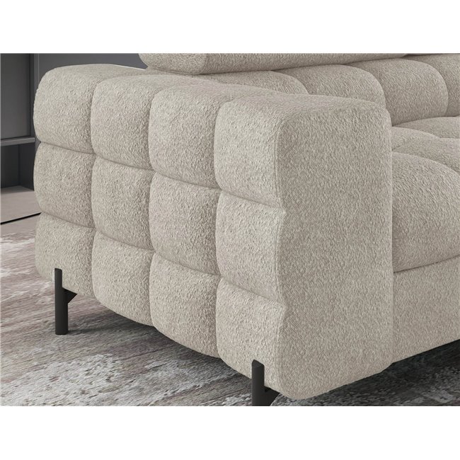 Corner sofa Elferucce R, sleeping function, Royal 18, bouclé, beige, H93x200x276cm