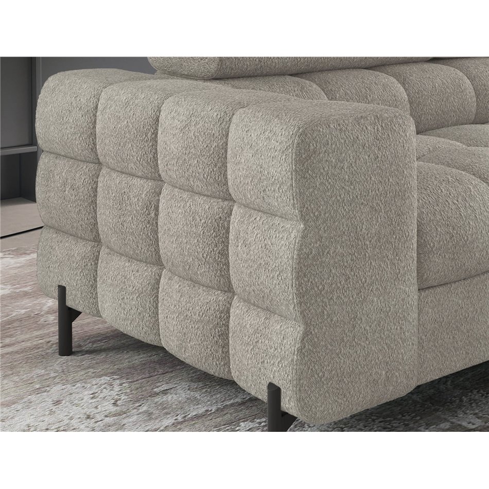 Corner sofa Elferucce R, sleeping function, Royal 20, bouclé, beige, H93x200x276cm