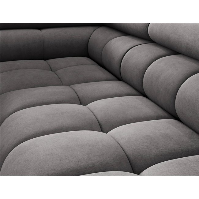 Corner sofa Elferucce L, sleeping function, Aura 04, velvet, grey, H93x200x276cm