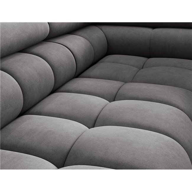 Corner sofa Elferucce R, sleeping function, Aura 04, velvet, grey, H93x200x276cm