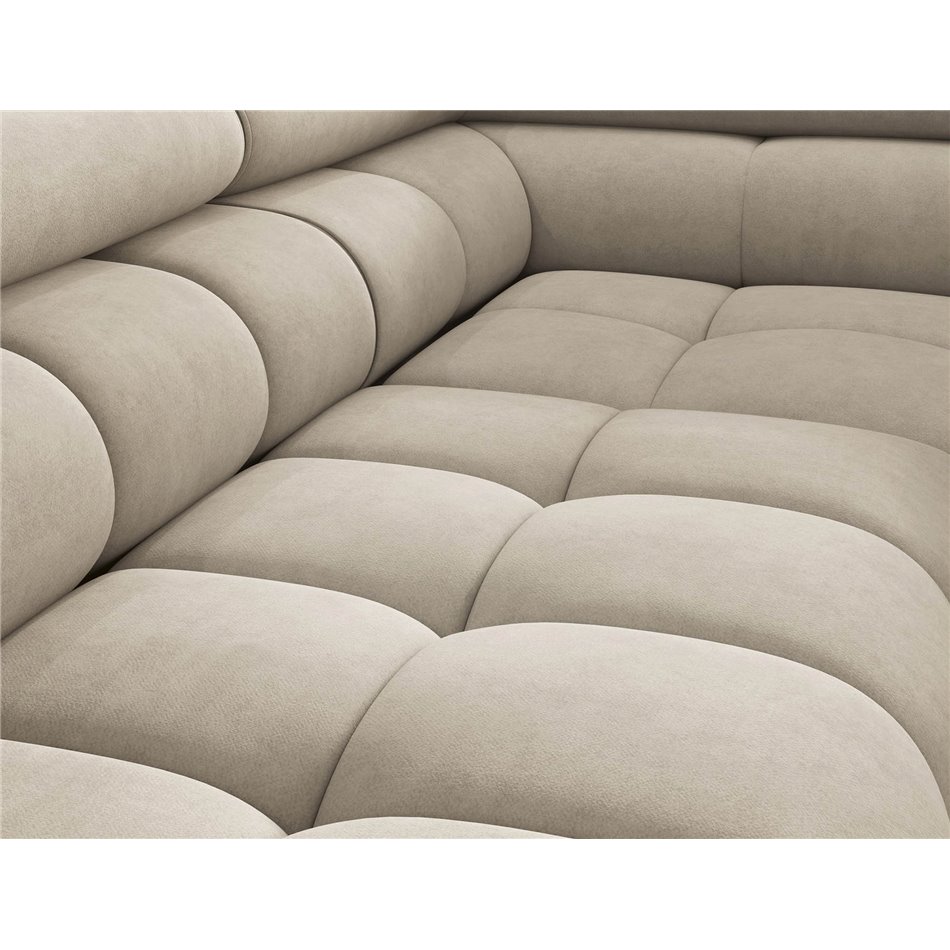 Corner sofa Elferucce R, sleeping function, Aura 18, velvet, beige, H93x200x276cm