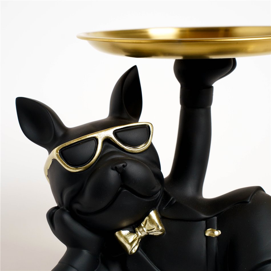 Deco figurine BULLDOG, black/gold color, H17x27x18.2cm