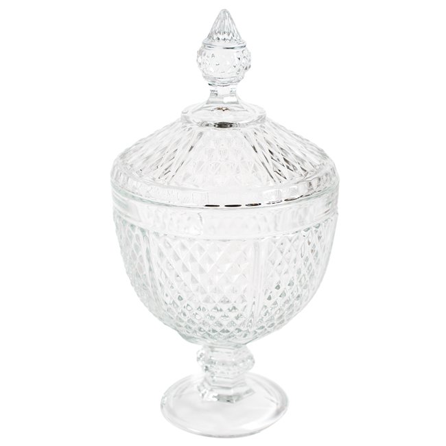 Candy jar DIAMANT, with lid, glass, H28cm D15.2cm