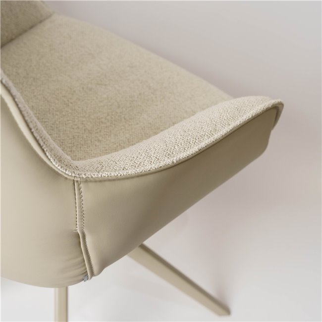 Dining chair Settle 90/24, return swivel, light brown/cream color, H85x63x58cm, seat H51cm