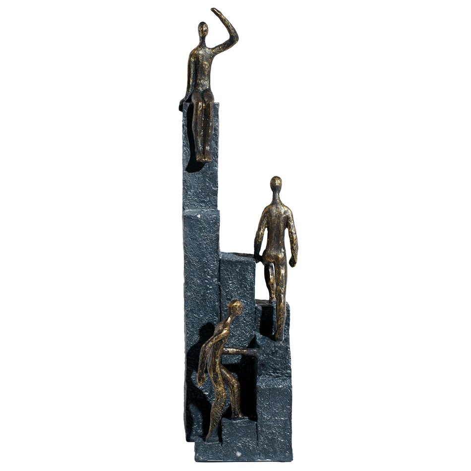 Deco object, gray/bronze color, H39x11x10cm