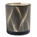 Candle holder, black, glass, H8cm, D7cm