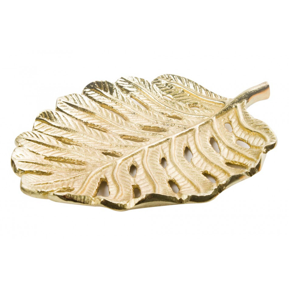 Decorative dish Leaf, gold colour, 23x17cm
